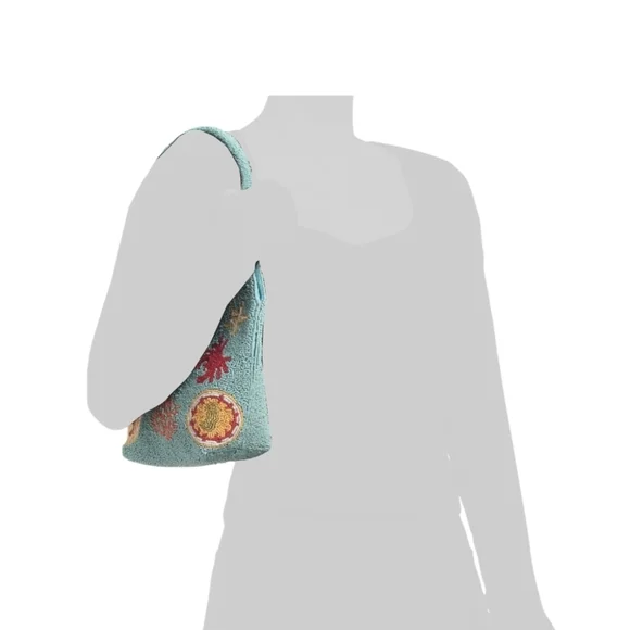 🩵🔹️Made In India 🔹️light blue Beaded Carinbean Dream Shoulder Bag - Picture 2 of 4